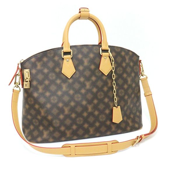 Louis Vuitton Tote Bag Lockit Monogram Leather Brown Gold MM Shoulder Bag - Picture 1 of 3